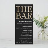 Zwart en Goud Glitter Drinken Menu voor The Bar (Staand voorkant)