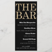 Zwart en Goud Glitter Drinken Menu voor The Bar (Voorkant)