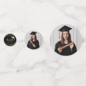 Zwart en Goud Glitter Dust Afstuderen Dank U Confetti (Achterkanten)