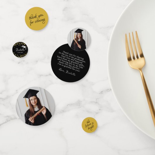 Zwart en Goud Glitter Dust Afstuderen Dank U Confetti (Groep)