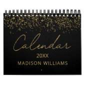 Zwart en Goud Glitter Elegant Modern Schrift 2026 Kalender (Hoes)