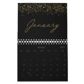Zwart en Goud Glitter Elegant Modern Schrift 2026 Kalender (Jan 2027)