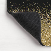 Zwart en Goud Glitter Elegante Naam Muismat (Hoek)