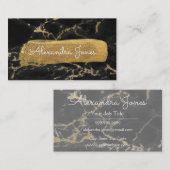Zwart en Goud Glitter en Sparkle Marble Visitekaartje (Voorkant / Achterkant)
