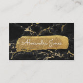Zwart en Goud Glitter en Sparkle Marble Visitekaartje (Voorkant)