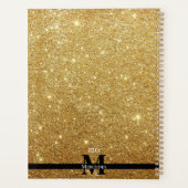 Zwart en Goud Glitter Gepersonaliseerd Monogram Da Planner (Achterkant)