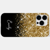 Zwart en goud glitter glamour Case-Mate iPhone case (Achterkant (horizontaal))