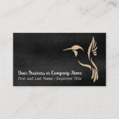 Zwart en Goud Glitter Kolibrie Visitekaartje (Voorkant)