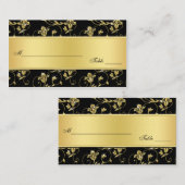 Zwart en Goud Glitter LOOK Bloemen Plaatskaarten Plaatskaartje (Voorkant / Achterkant)