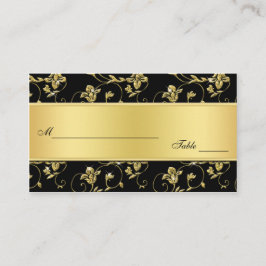 Zwart en Goud Glitter LOOK Bloemen Plaatskaarten Plaatskaartje