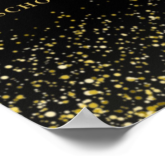 Zwart en goud Glitter Modern Afstuderen Sign Poster (Hoek)