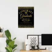 Zwart en Goud Glitter Nursing Afstuderen Teken Poster (Thuiskantoor)