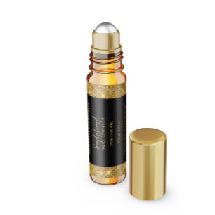 Zwart en Goud Glitter Parfum Roller Flessenetiket Waterfles Etiket