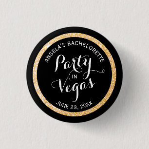 Zwart en Goud Glitter Party in Vegas Custom Ronde Button 3,2 Cm