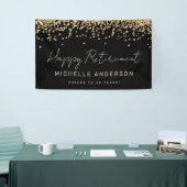 Zwart en Goud Glitter Pensioen Party Banner (Beurs)