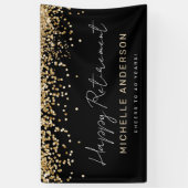 Zwart en Goud Glitter Pensioen Party Banner (Verticaal)