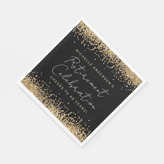 Zwart en Goud Glitter Pensioenservetten Servet (Hoek)