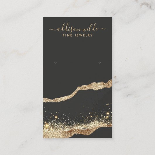 Zwart en Goud Glitter Sieraden Oorbel Display Visitekaartje (Voorkant)
