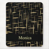 Zwart en Goud Glitter Sparkle Aangepaste Naam Muismat (Voorkant)