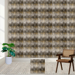Zwart en Goud Glitter Sparkle Tegel Tegeltje