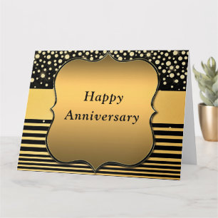 Zwart en Goud Glitter Sparkly Jubileum Kaart