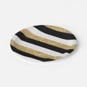 Zwart en goud Glitter Stripes Papieren Bordje (Gekanteld)