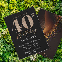 Zwart en Goud Glitter Swirl 40ste Verjaardag