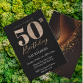 Zwart en goud Glitter Swirl 50e verjaardag Kaart