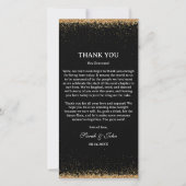 Zwart en Goud Glitter Trouwtafel Bedankkaart (Voorkant)