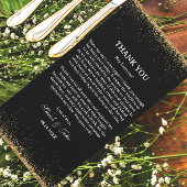 Zwart en Goud Glitter Trouwtafel Bedankkaart