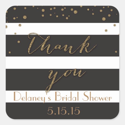 Zwart en Goud Glitter Vrijgezellenfeest Labels (Voorkant)