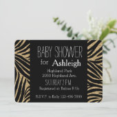 Zwart en Goud Glitter Zebra Print baby shower Kaart (Staand voorkant)