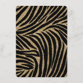 Zwart en Goud Glitter Zebra Print Bruiloft Menu (Achterkant)