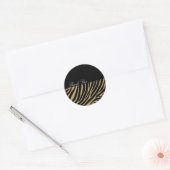Zwart en Goud Glitter Zebra Print Dank u Ronde Sticker (Envelop)