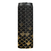 Zwart en Goud Glitter Zeemeermin Schalen Thermosbeker (Achterkant)