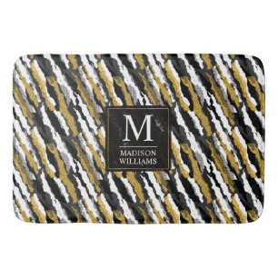 Zwart en goud glitters wit dier zebra patroon badmat