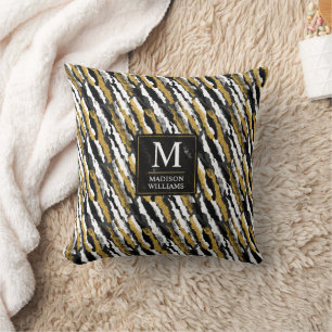 Zwart en goud glitters wit dier zebra patroon kussen