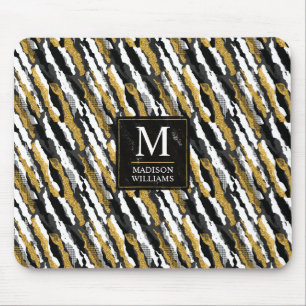 Zwart en goud glitters wit dier zebra patroon muismat