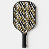 Zwart en goud glitters wit dier zebra patroon pickleball paddle (Achterkant)