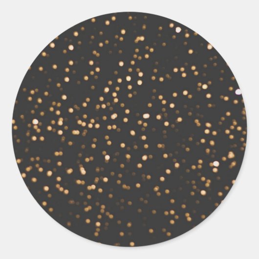 Zwart en goud glittersjabloon leeg ronde sticker (Voorkant)