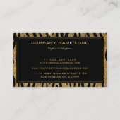 Zwart en goud Glittery Dierenprint Visitekaartje (Achterkant)