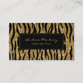 Zwart en goud Glittery Dierenprint Visitekaartje (Voorkant)