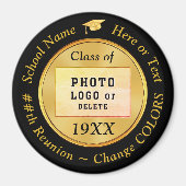 Zwart en Goud Goedkope, Klasse Reunion Party Favor Magneet (Voorkant)