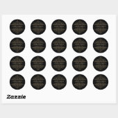 Zwart en Goud  Gothic Swirls Adres Ronde Sticker (Vel)