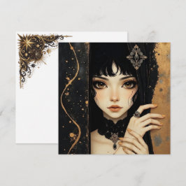 Zwart en goud gotisch anime meisje