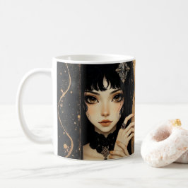 Zwart en goud gotisch anime-meisje koffiemok