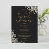 Zwart en goud Gotisch Bloemen Vrijgezellenfeest Kaart (Staand voorkant)