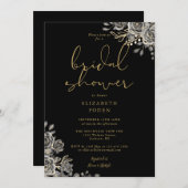 Zwart en goud Gotisch Bloemen Vrijgezellenfeest Kaart (Voorkant / Achterkant)