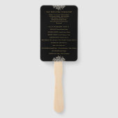 Zwart en Goud Gotische Bloemen Huwelijksprogramma Handwaaier (Achterkant)