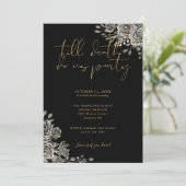 Zwart en Goud Gotische Bloemen Volwassen Halloween Kaart (Staand voorkant)